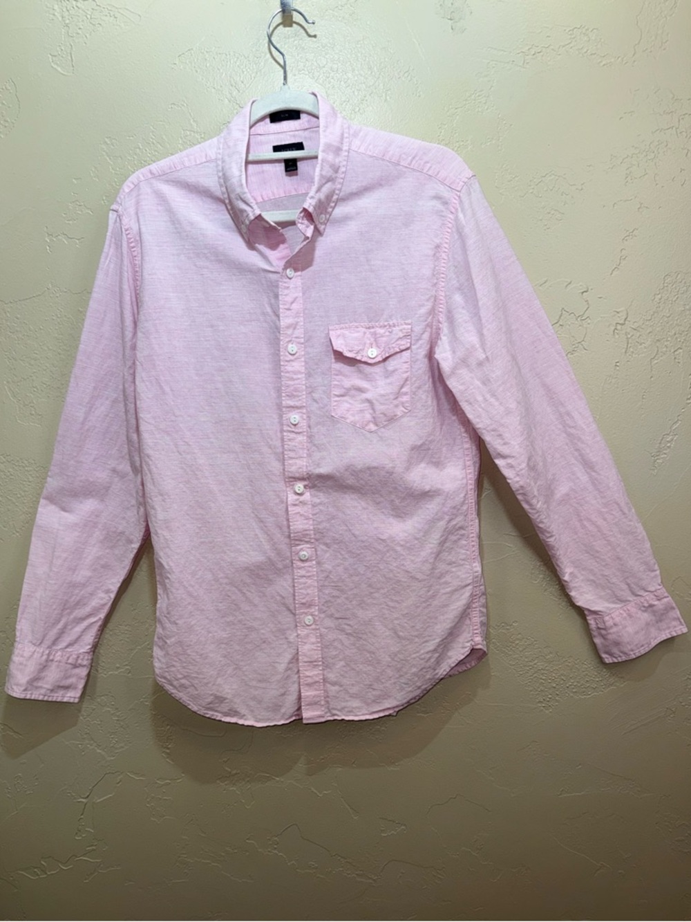J. Crew Slim Fit Baird McNutt Irish Linen Light Pink Men’s Button-Down Shirt M